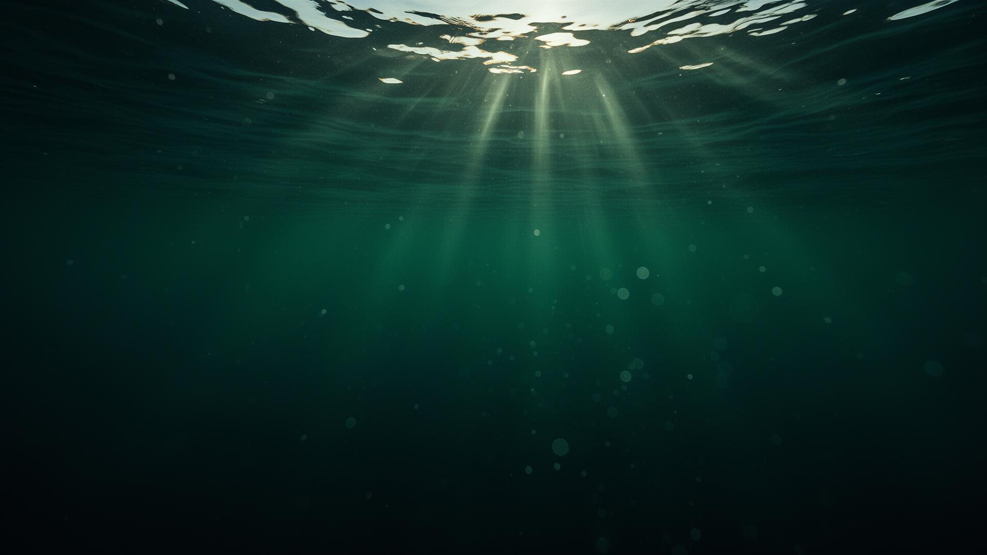 Deep ocean with sun rays